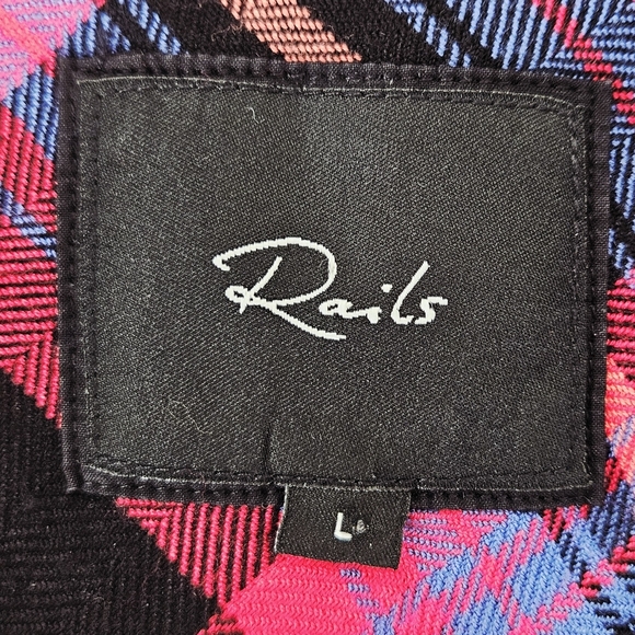 Rails Hunter Plaid Flannel Shirt in Black Coral Teal Size Large - Picture 16 of 16